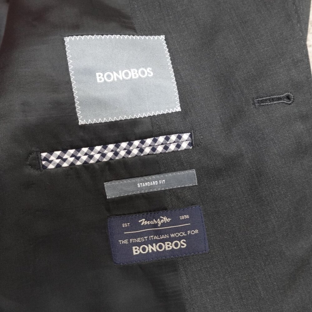 Bonobos Blazer 40r Gray Solid 2 Button Standard F… - image 2